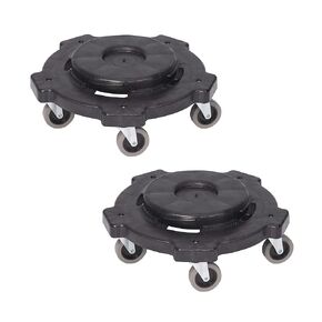 Amazon Basics - Dolly To Fit 32, 44 & 55 Gallon Round Containers, Twist On/Off, 2-Pack, 18.25", Black (Previously AmazonCommercial brand)