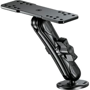 Aluminum Alloy Fish Finder Mount with B Size 1" Ball Rectangle Plate & Round Base, 5.9" Long Arm Marine Electronic Mount Compatible with Garmin, Lowrance, Humminbird, Raymarine and More