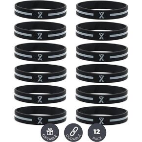 Inkstone Teal Awareness Ribbon Silicone Bracelets (12-Pack) - Wholesale Pack of 1 Dozen Unisex Wristbands for Men Women