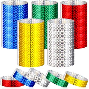 500 Pack Holographic Party Wristbands Assorted Colored Wristbands with Buckle Wristbands for Events Paper Wristbands Paper Bracelets Wristbands for Events Club Party