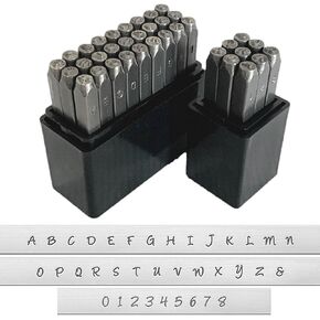 Metal Stamps for Jewelry Stamping Kit, Metal Stamping Kit, VIN Number Stamping Kit, Letter Stamps Metal or Alphanumeric Punch Metal Stamp - Letter and Number Punch Set 3mm (Standard Font)