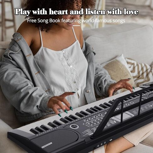 61 Keys Keyboard Piano, Electronic Digital Piano with Built-In Speaker Microphone, Sheet Stand and Power Supply, Portable Keyboard Gift Teaching for Beginners-C4 in Kuwait