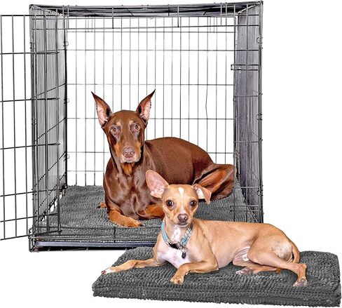 Soggy Doggy Crate Mate Dog Bed, Microfiber Chenille Dog Mats, Comfy Dog Mats for Sleeping & Drying, Ultra-Absorbent Dog Beds & Furniture for Kennels or Crates, Gray, Small in Kuwait