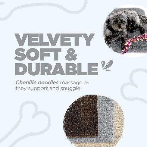 Soggy Doggy Crate Mate Dog Bed, Microfiber Chenille Dog Mats, Comfy Dog Mats for Sleeping & Drying, Ultra-Absorbent Dog Beds & Furniture for Kennels or Crates, Gray, Small in Kuwait