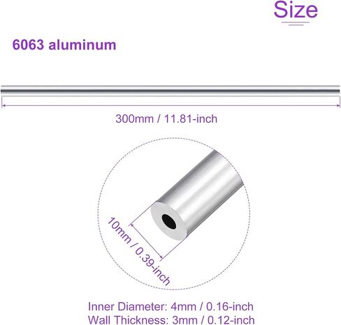 DMiotech (14 مللي متر OD x 8 مللي متر ID) 6063 أنبوب دائري من الألومنيوم بطول 300 مللي متر صناعة الأنابيب المعدنية لمشاريع بناء إطار الآلات DIY in Kuwait