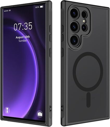 حافظة مغناطيسية لهاتف سامسونج جالاكسي S24 الترا، متوافقة مع غطاء خلفي نحيف للحماية من السقوط العسكري من MagSafe، لهاتف سامسونج جالاكسي S24 الترا 6.8 بوصة أسود in Kuwait