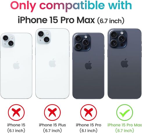 حافظة Ruky لهاتف iPhone 15 ProMax مع غطاء كاميرا منزلق، [متوافق مع MagSafe] و[غطاء كامل للجسم] و[واقي شاشة مدمج] حافظة واقية مضادة للصدمات لهاتف iPhone 15 Pro Max 6.7 بوصة، رمادي in Kuwait