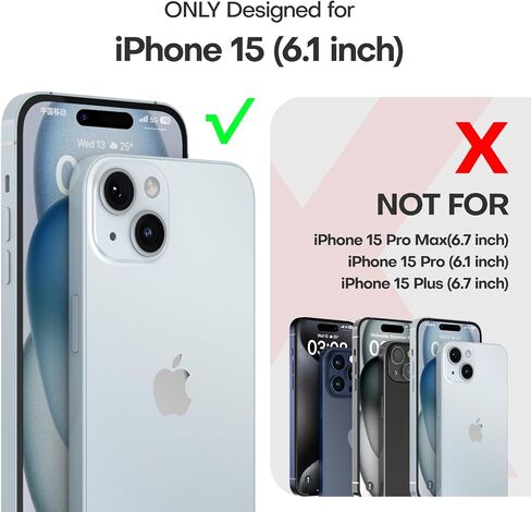 TAURI 5 in 1 for iPhone 15 Case, [Not-Yellowing] with 2X Screen Protectors + 2X Camera Lens Protectors, [Military Grade Drop Protection] Shockproof Slim Phone Case for iPhone 15, Light Blue in Saudi Arabia