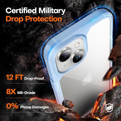 TAURI 5 in 1 for iPhone 15 Case, [Not-Yellowing] with 2X Screen Protectors + 2X Camera Lens Protectors, [Military Grade Drop Protection] Shockproof Slim Phone Case for iPhone 15, Light Blue in Saudi Arabia