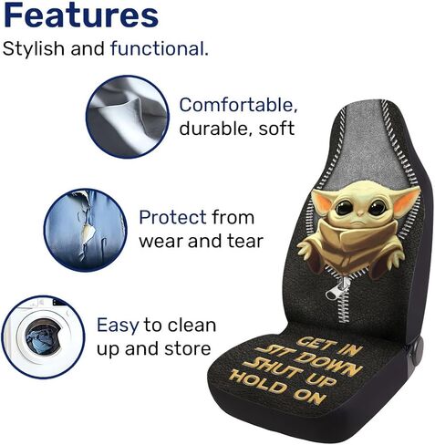 شخصية كرتونية لطيفة 2 أغطية مقاعد السيارة الأمامية لسيارة شاحنة سيدان سيارات الدفع الرباعي، أغطية مقاعد السيارات المتينة، أغطية مقاعد دلو قابلة للتنفس، ملحقات داخلية واقية in Kuwait