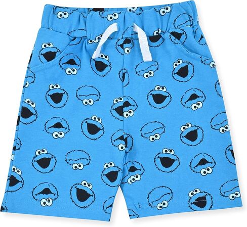 Sesame Street Cookie Monster Boys عبوة من قطعتين شورت للرضع والأطفال الصغار - أزرق/رمادي in Saudi Arabia