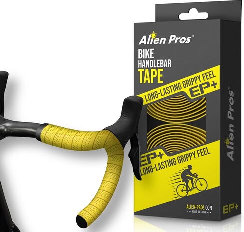 شريط مقود الدراجة ALIEN PROS باللون البرتقالي موديل جديد EP+ (مجموعة من 2) - قم بلف دراجتك لركوب مريح رائع - عزز قبضة دراجتك مع شريط مقبض الدراجة EVA PU Plus، برتقالي in Saudi Arabia