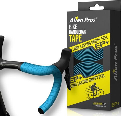 شريط مقود الدراجة ALIEN PROS باللون البرتقالي موديل جديد EP+ (مجموعة من 2) - قم بلف دراجتك لركوب مريح رائع - عزز قبضة دراجتك مع شريط مقبض الدراجة EVA PU Plus، برتقالي in Saudi Arabia
