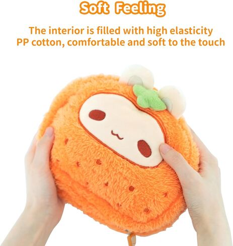 GeekShare Cute Plush Bag with A Hand Strap,Cartoon Carrying Case Portable Travel Bag Compatible with PS5/Xbox/NS Pro Controller and Other Little Accessories - Tangerine Rabbit in Saudi Arabia