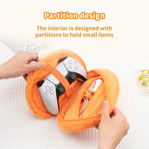 GeekShare Cute Plush Bag with A Hand Strap,Cartoon Carrying Case Portable Travel Bag Compatible with PS5/Xbox/NS Pro Controller and Other Little Accessories - Tangerine Rabbit in Saudi Arabia