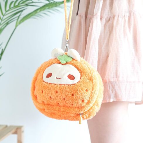 GeekShare Cute Plush Bag with A Hand Strap,Cartoon Carrying Case Portable Travel Bag Compatible with PS5/Xbox/NS Pro Controller and Other Little Accessories - Tangerine Rabbit in Saudi Arabia