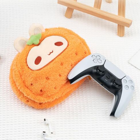GeekShare Cute Plush Bag with A Hand Strap,Cartoon Carrying Case Portable Travel Bag Compatible with PS5/Xbox/NS Pro Controller and Other Little Accessories - Tangerine Rabbit in Saudi Arabia