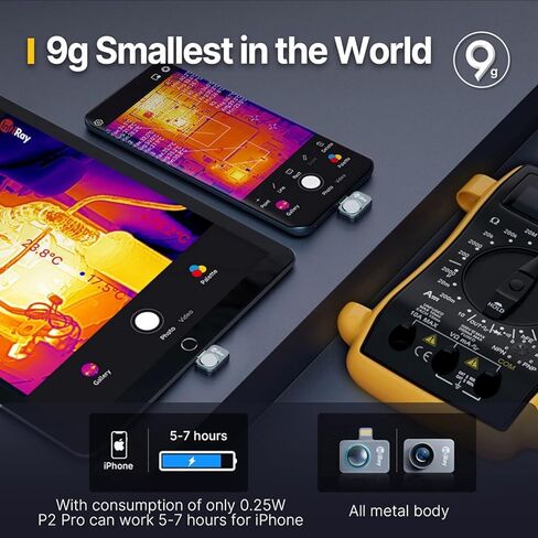 كاميرا InfiRay P2 Pro الحرارية لنظام iOS، تصوير حراري بدقة 256 × 192 بالأشعة تحت الحمراء لهاتف iPhone، أصغر كاميرا حرارية تعمل بالأشعة تحت الحمراء 9 جرام، نطاق درجة حرارة من 4 إلى 1112 درجة فهرنهايت in Kuwait