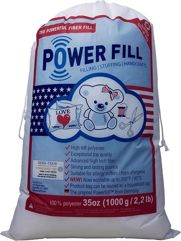 Power Fill – Premium Fiber Fill – 35 Ounce | Oeko TEX 100 Standard – Washable up to 200 °F/95 °C | Non-Allergenic | Filling Material for Dolls & Stuffed Toys | (1) in Saudi Arabia