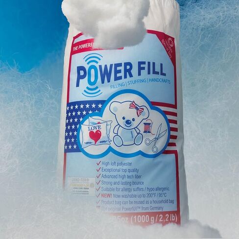 Power Fill – Premium Fiber Fill – 35 Ounce | Oeko TEX 100 Standard – Washable up to 200 °F/95 °C | Non-Allergenic | Filling Material for Dolls & Stuffed Toys | (1) in Saudi Arabia