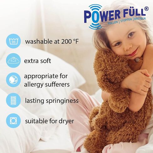 Power Fill – Premium Fiber Fill – 35 Ounce | Oeko TEX 100 Standard – Washable up to 200 °F/95 °C | Non-Allergenic | Filling Material for Dolls & Stuffed Toys | (1) in Saudi Arabia
