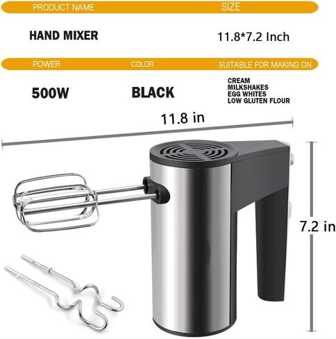 Hand Mixer Electric Handheld,5 Speed Kitchen Handheld Mixer,with Turbo Button,Egg Baking Beaters,Dough Hooks, for Baking Cake Egg Cream Food Beater in Kuwait