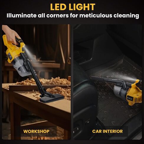 Cordless Vacuum for De-Walt 20V Battery, 5 in 1 Handheld Electric Vacuum Cleaner with 500W Powerful Motor, 46 CFM Portable Hand Vacuum with Filtration HEPA for Floor, Carpet, Car (Not include Battery) in Saudi Arabia