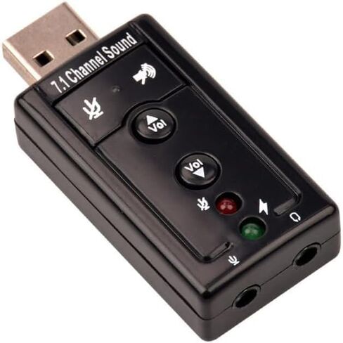 USB 2.0 Sound Card 7.1 3D External Audio Adapter Volume Control Function Keys Microphone Black for Computer Notebook Tablet PC Laptop in Saudi Arabia