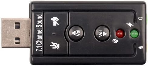 USB 2.0 Sound Card 7.1 3D External Audio Adapter Volume Control Function Keys Microphone Black for Computer Notebook Tablet PC Laptop in Saudi Arabia