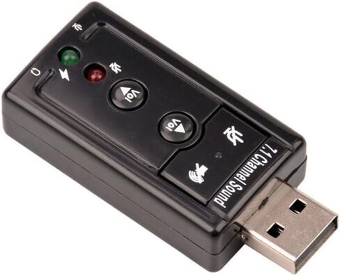 USB 2.0 Sound Card 7.1 3D External Audio Adapter Volume Control Function Keys Microphone Black for Computer Notebook Tablet PC Laptop in Saudi Arabia