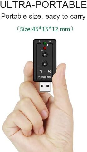 USB 2.0 Sound Card 7.1 3D External Audio Adapter Volume Control Function Keys Microphone Black for Computer Notebook Tablet PC Laptop in Saudi Arabia