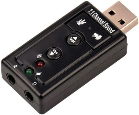 USB 2.0 Sound Card 7.1 3D External Audio Adapter Volume Control Function Keys Microphone Black for Computer Notebook Tablet PC Laptop in Saudi Arabia