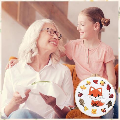 مجموعة أدوات التطريز للمبتدئين من Louise Maelys DIY مجموعة كاملة من مجموعات الغرز المتقاطعة سهلة الإبرة للبالغين والمبتدئين مع نمط حيواني مختوم، ثعلب in Saudi Arabia
