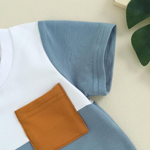 Infant Baby Boy Summer Clothes Contrast Color Short Sleeve T Shirts Stretch Rolled Shorts Cute Newborn Toddler Outfits in Saudi Arabia