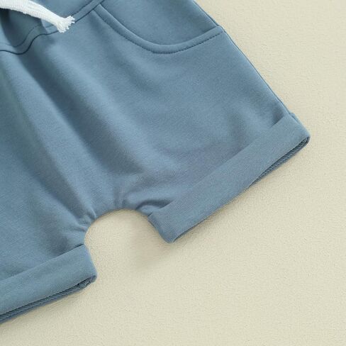 Infant Baby Boy Summer Clothes Contrast Color Short Sleeve T Shirts Stretch Rolled Shorts Cute Newborn Toddler Outfits in Saudi Arabia