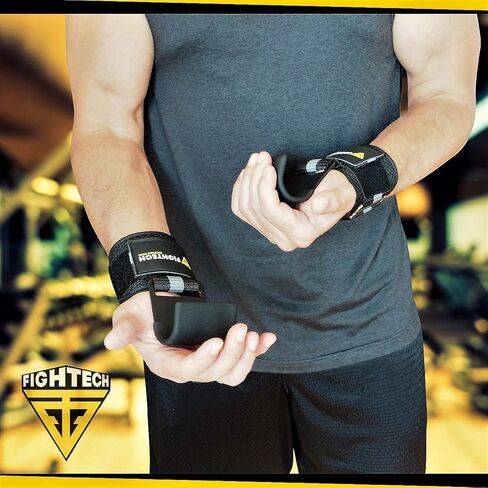 خطافات رفع الأثقال ومقابض سحب من FIGHTECH - خطافات رفع متعددة الاستخدامات مع أشرطة خطافية متينة لدعم خطافات الطاقة، ومقابض رفع معززة لأقصى تدريب على القوة in Kuwait