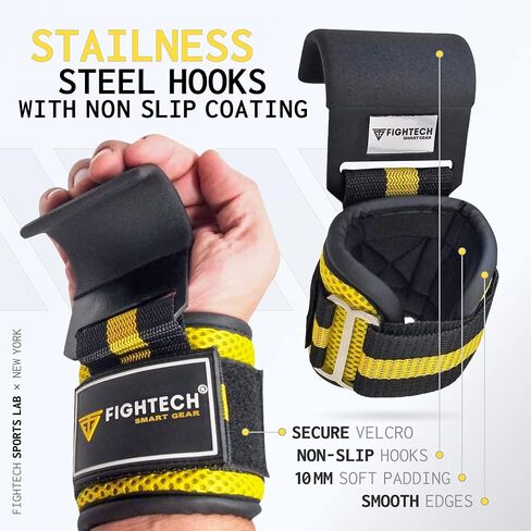 FIGHTECH Weightlifting Hooks & Pull-Up Grips - Versatile Lifting Hooks with Durable Hook Straps for Power Hooks Support, Enhanced Lifting Grips for Maximum Strength Training in Kuwait