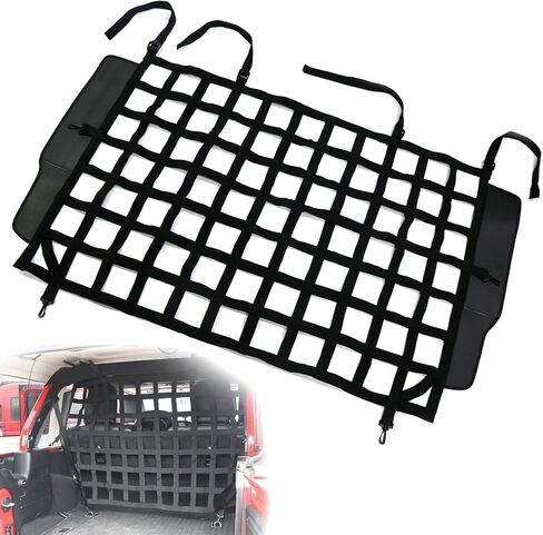 Cartaoo Vehicle Pet Barrier,Rear Seat Isolation Mesh Cargo Net Back Dog Seat Divider for Jeep Wrangler. Compatible with JK JL 2007-2021 and Gladiator Rubicon Unlimited JT Accessories in Kuwait