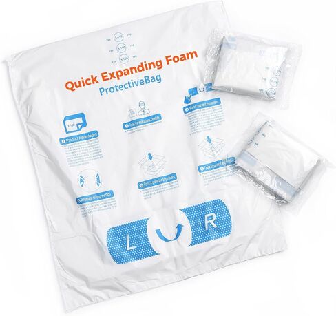 Quick Packing Foam, 15''x18'' 2Pack X-100 Expanding foam protective bags for packaging mailing shipping fragile things as void fill, Cushion Wrap Material for moving PC wine Glasses in Saudi Arabia
