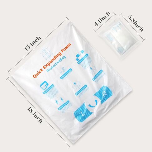 Quick Packing Foam, 15''x18'' 2Pack X-100 Expanding foam protective bags for packaging mailing shipping fragile things as void fill, Cushion Wrap Material for moving PC wine Glasses in Saudi Arabia