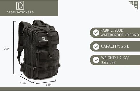 Black Tactical Backpack for Men, Military Backpack for Men Water Resistant, Waterproof Zipper Tactical Laptop Backpack, Molle System Military Tactical Backpack, Army Backpack, 23L Capacity in Saudi Arabia