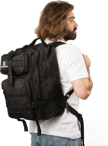 Black Tactical Backpack for Men, Military Backpack for Men Water Resistant, Waterproof Zipper Tactical Laptop Backpack, Molle System Military Tactical Backpack, Army Backpack, 23L Capacity in Saudi Arabia