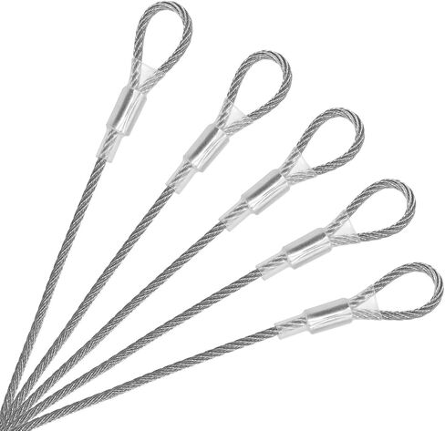 SDTC Tech 5-Pack 15IN 3mm Outdoor Travel Anti-Theft Cable, Small Heavy Duty Stainless Steel Braided Wire Rope Cables with Loop Ends for Luggage, Yard, Bike, Tent Strap in Saudi Arabia