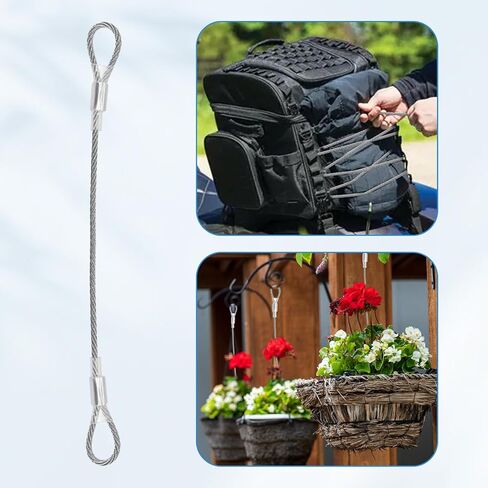 SDTC Tech 5-Pack 15IN 3mm Outdoor Travel Anti-Theft Cable, Small Heavy Duty Stainless Steel Braided Wire Rope Cables with Loop Ends for Luggage, Yard, Bike, Tent Strap in Saudi Arabia