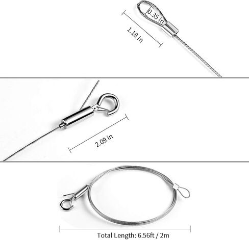 Heavy Duty Picture Hanging Wire Kit - 2 Stainless Steel Wires (2m x 1.5mm) for Mirrors, Artwork, Lamps, Billboards & Flowerpots - Supports up to 20kg in Kuwait