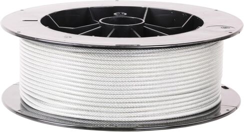 1/8" X 200', 7x19, Vinyl Coated Galvanized Cable Reel, Coated to 3/16" Diameter for Outdoor Use, DIY Projects, Commercial Applications in Saudi Arabia