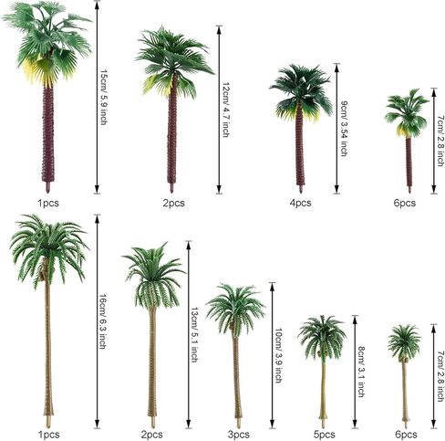 30 قطعة نموذج الأشجار نموذج شجرة جوز الهند قطار مشهد مشهد مصغر مشهد ديوراما نماذج أشجار العمارة in Kuwait