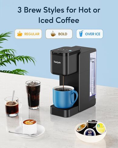 Single Serve Coffee Maker, Iced and Hot Coffee Machine for K Cup & Ground Coffee, Includes Bold & Descale Setting, Removable 40 oz. Water Reservoir, 6 to 24 oz. Brew Sizes, Black in Saudi Arabia
