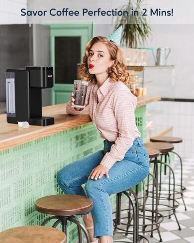 Single Serve Coffee Maker, Iced and Hot Coffee Machine for K Cup & Ground Coffee, Includes Bold & Descale Setting, Removable 40 oz. Water Reservoir, 6 to 24 oz. Brew Sizes, Black in Saudi Arabia