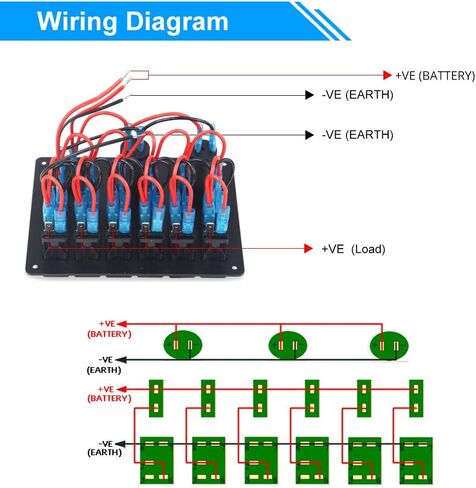 WATERWICH 6 Gang Waterproof Rocker Switch Panel Marine Boat Car ON-Off Switch with 12V 24V LED Voltmeter Dual USB Charger Cigarette Lighter Socket Circuit Breaker for RV Vehicle Truck in Saudi Arabia